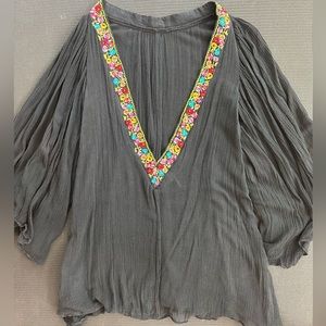 Jen’s Pirate Booty Gauze Floral embroidered mini dress